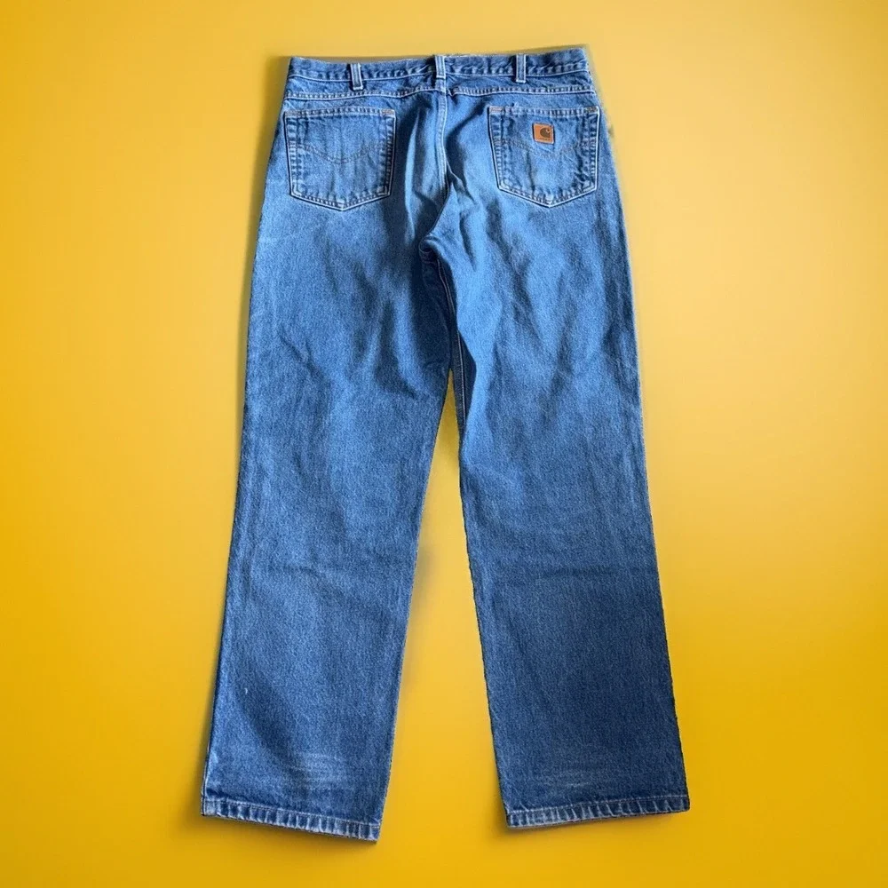 Carhartt B18 PRW Straight Fit Jeans Mens 38x32 Blue Denim Pants Mexico Made Work